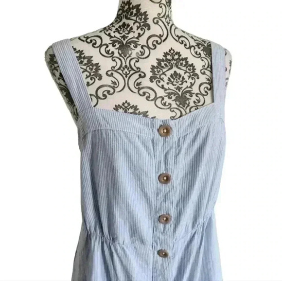 Sotela Amalfi Dress Blue White Stripe Button Front Midi Sleeveless Women's Small - Picture 6 of 14